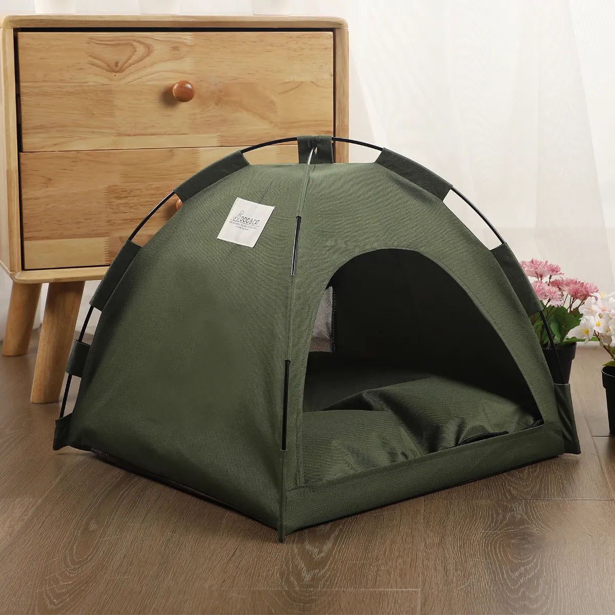 Tienda de campaña y cama de mascota